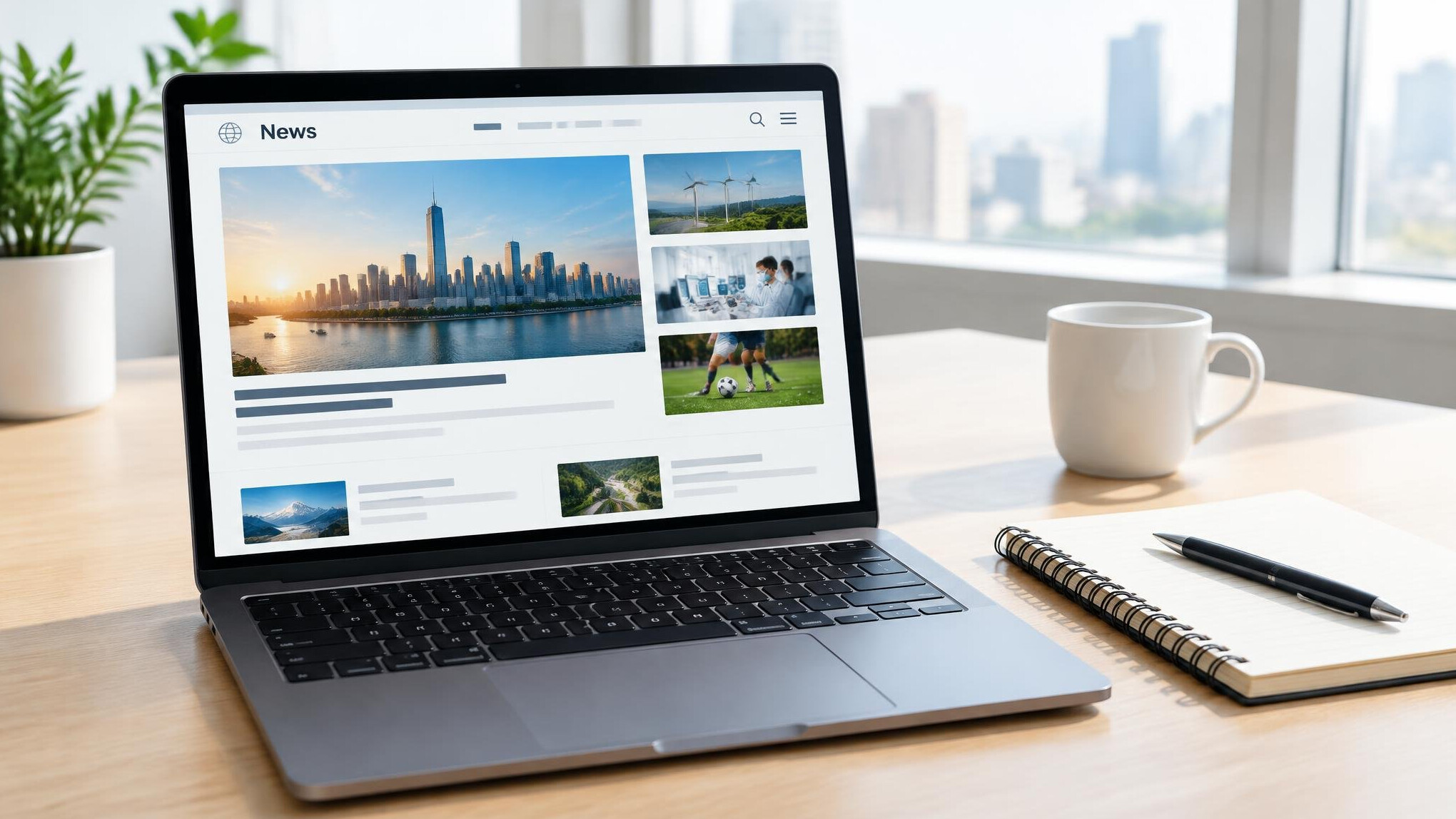 Laptop showing a news website